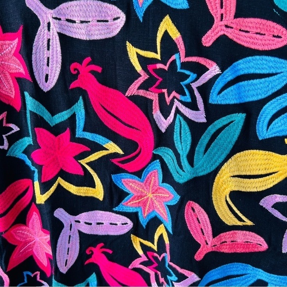 ANDREE FULLY EMBROIDERED BLACK MINI DRESS SIZE LARGE EUC - Picture 4 of 7